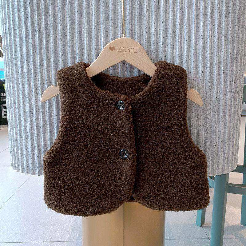 Baby Berber Fleece Design Button Front Warm Coat Vest - Skoutley Outdoors LLC