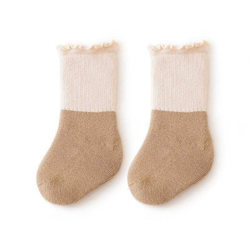 Baby Kids Unisex Color Patchwork Comfortable Ruffle Fringe Crew Socks - Skoutley Outdoors LLC