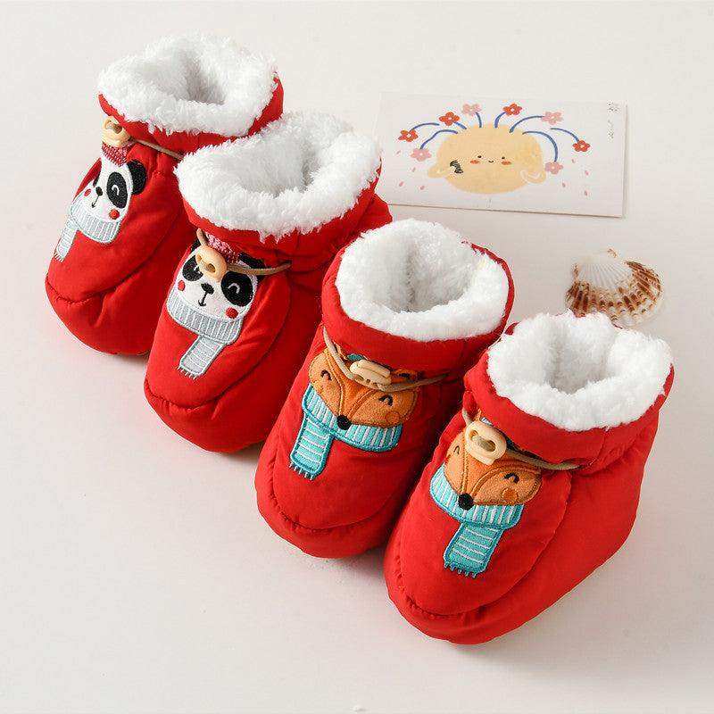 Arrival Baby Animals Cartoon Pattern Anti-slip Fleece-lined Toddler Cotton Shoes - Skoutley Outdoors LLC