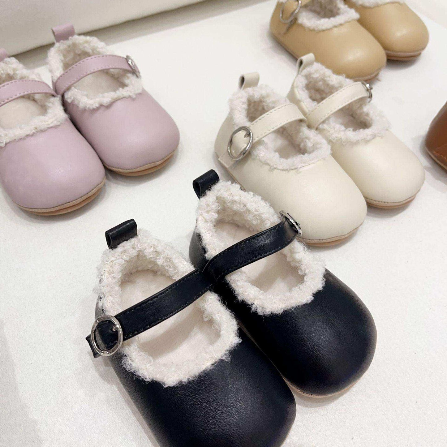 Ins Infant Baby Girl Solid Color Plush Warm Anti-Slip Shoes In Winter - Skoutley Outdoors LLC