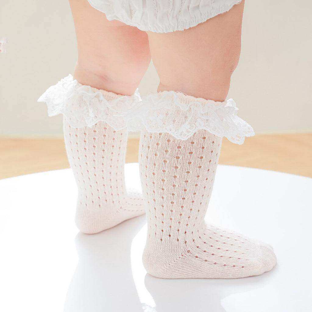 Baby Girl Solid Color Mesh Patched Design Lace Socks - Skoutley Outdoors LLC