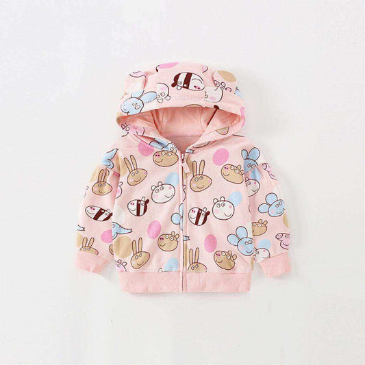 Baby Girl Cartoon Animals Print Pattern Long Sleeve Cute Zipper Coat - Skoutley Outdoors LLC