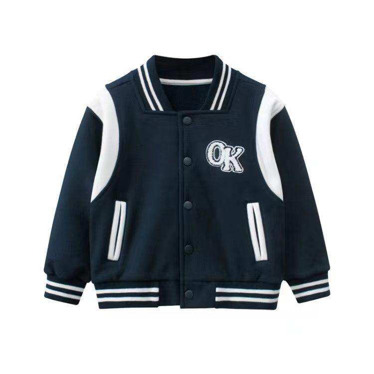 Baby Boy Letters Embroidered Pattern Contrast Design Baseball Coat - Skoutley Outdoors LLC