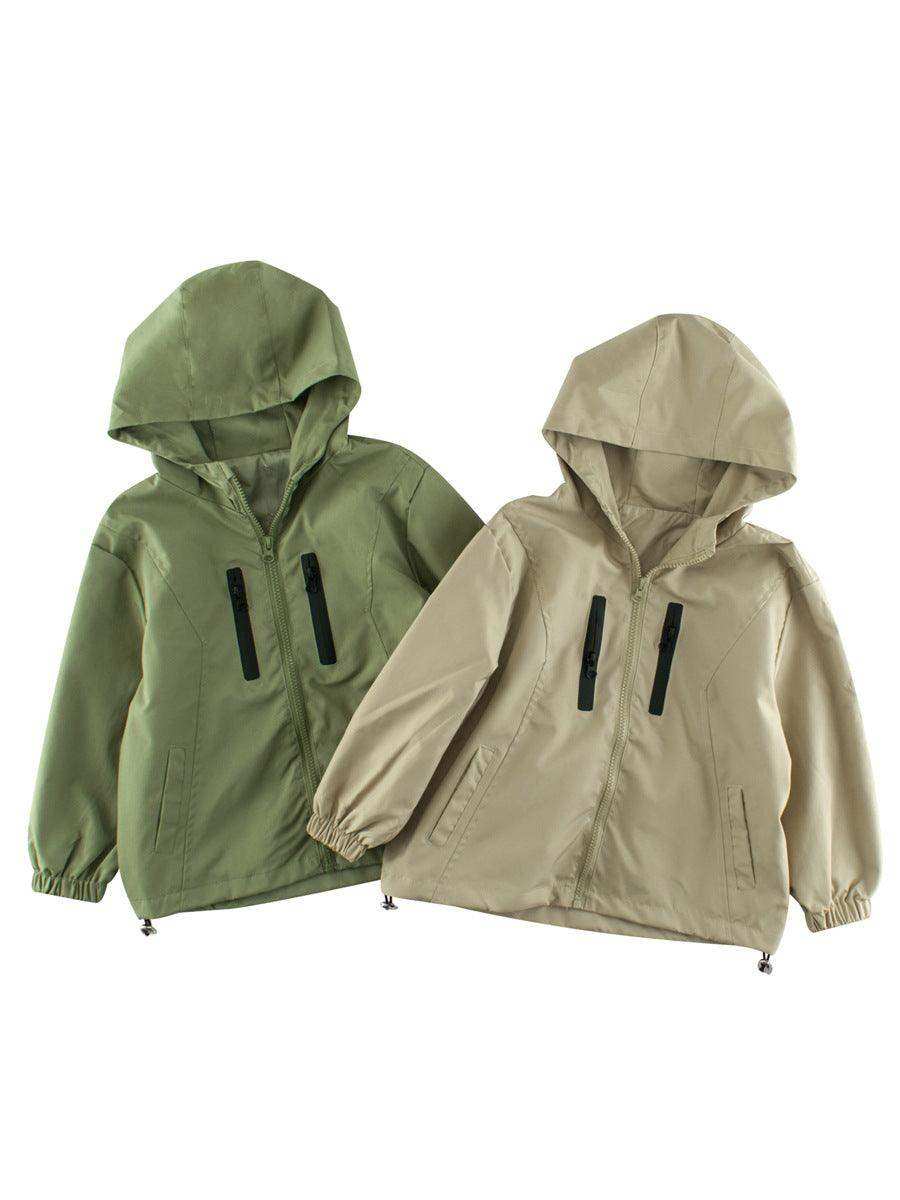 European and American Style Kids’ Outerwear: Color Patchwork Long Sleeves Single Breasted Hooded Coat for Children - Skoutley Outdoors LLC