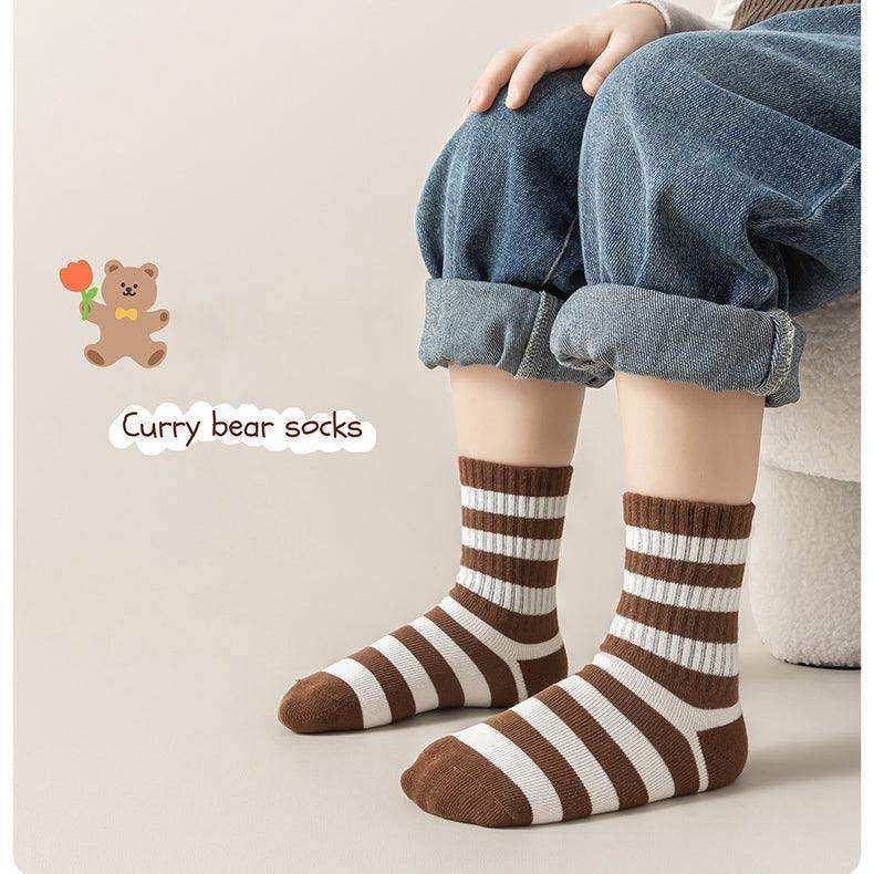 Kids Unisex Breathable Comfy Brown Bear Series Cartoon Pattern Socks Set - Skoutley Outdoors LLC