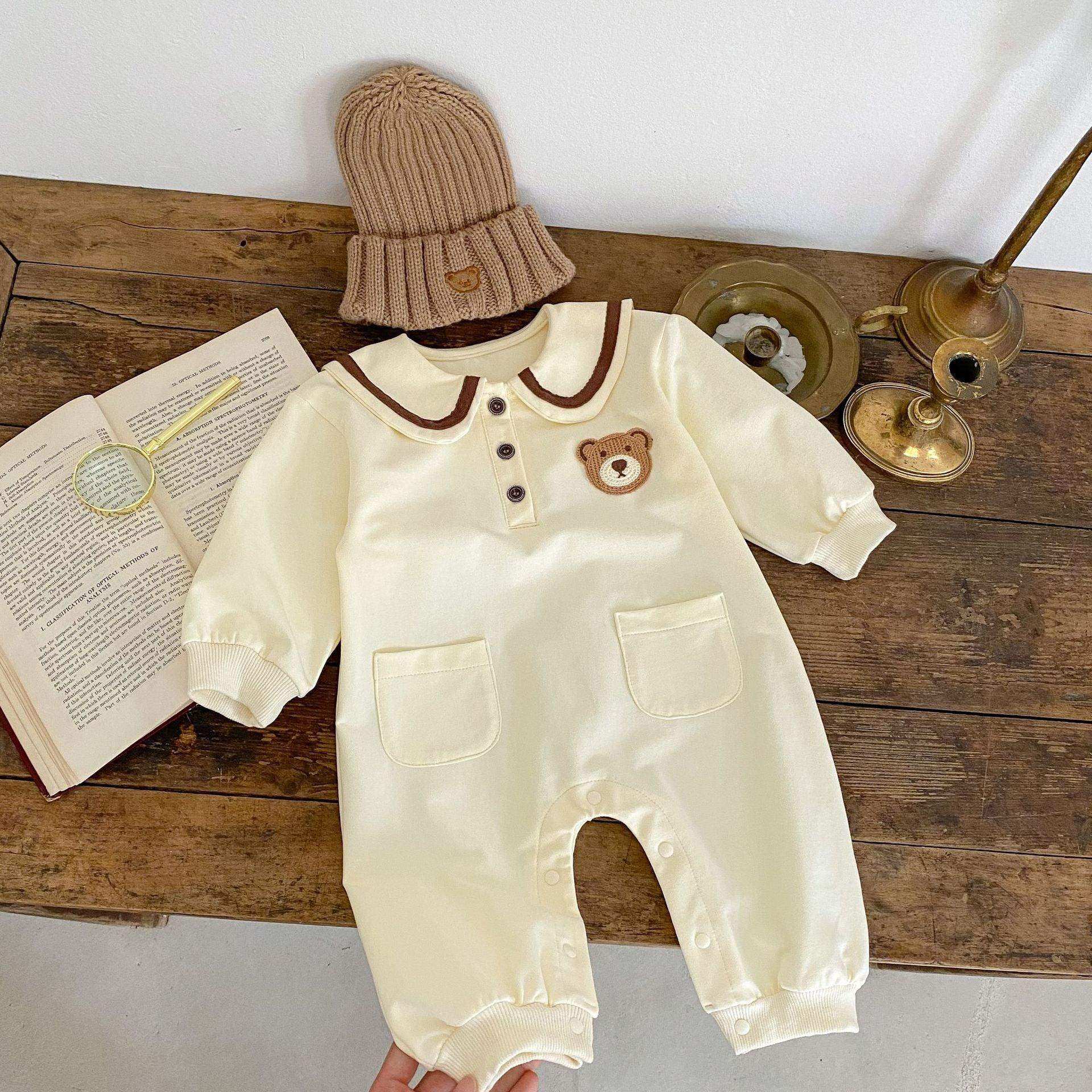 Baby Cartoon Bear Patched Pattern Cute Style Romper And Coat - Skoutley Outdoors LLC