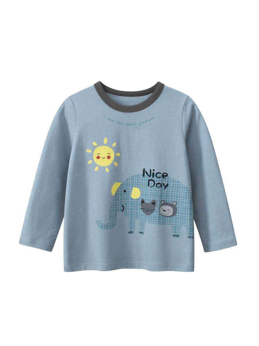 Autumn Baby Boys Letters and Animals Print Long Sleeves Crew Neck Base Top Shirt - Skoutley Outdoors LLC