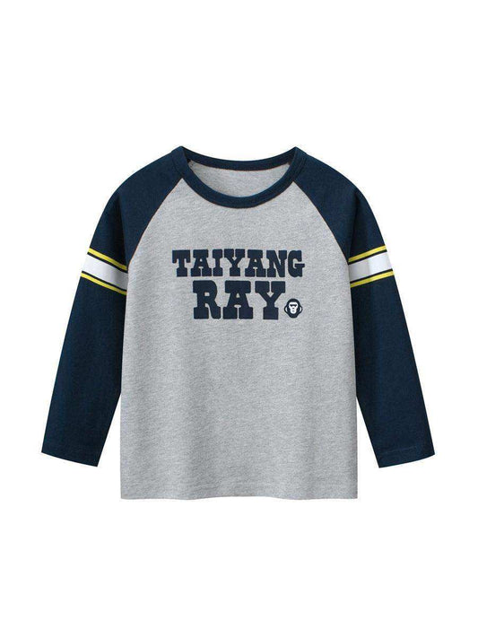 Autumn Baby Boys Letters Print Striped Long Sleeves Crew Neck Base Top Shirt - Skoutley Outdoors LLC