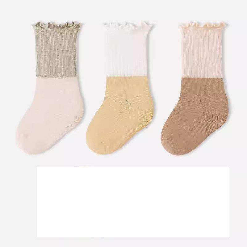 Baby Kids Unisex Patchwork Comfortable Mid-Calf Socks With Ribbed Cuffs Set - Skoutley Outdoors LLC