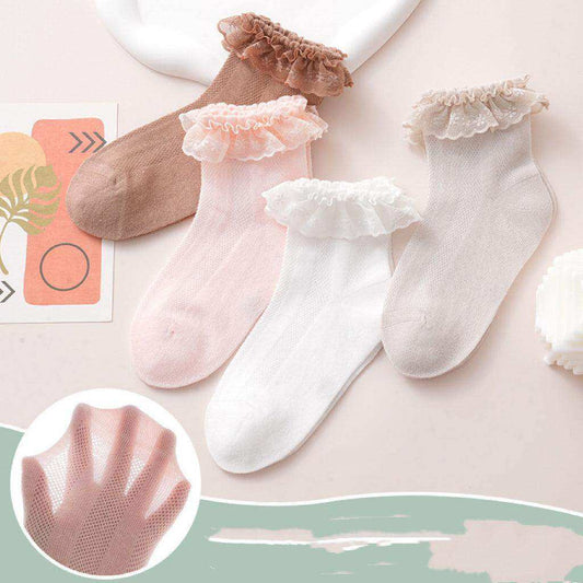 Baby Solid Color Ruffle Socks Princess Breathable Socks - Skoutley Outdoors LLC