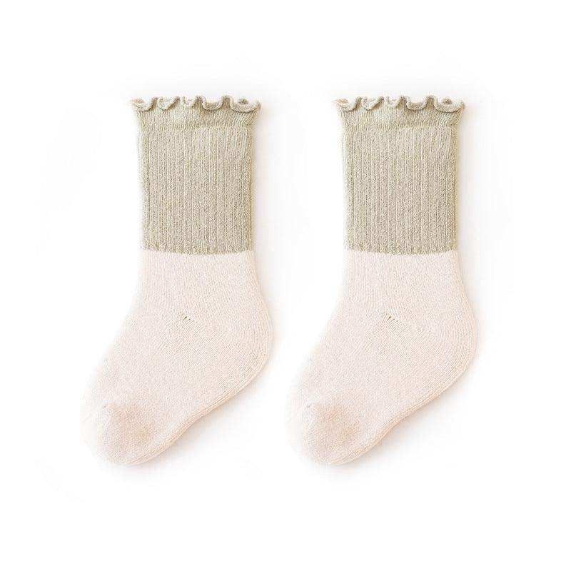 Baby Kids Unisex Color Patchwork Comfortable Ruffle Fringe Crew Socks - Skoutley Outdoors LLC