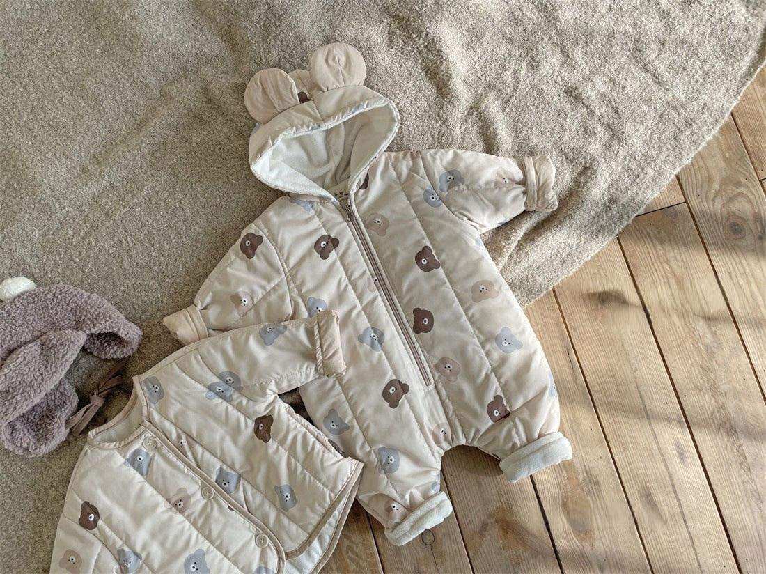 Baby Bear Print Pattern Quilted Warm Coat & Jumpsuit - Skoutley Outdoors LLC