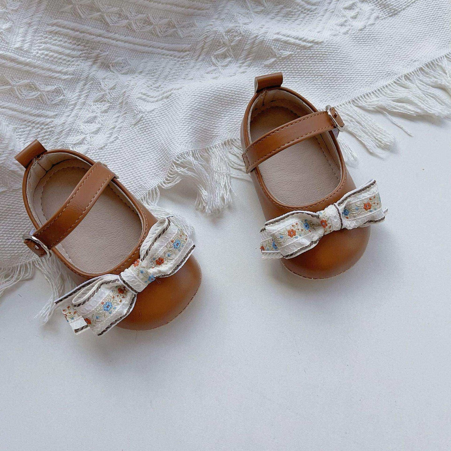 New Arrival Baby Girl Floral Embroidery Bow Toddler Soft-Sole Anti-Slip Walking Shoes - Skoutley Outdoors LLC