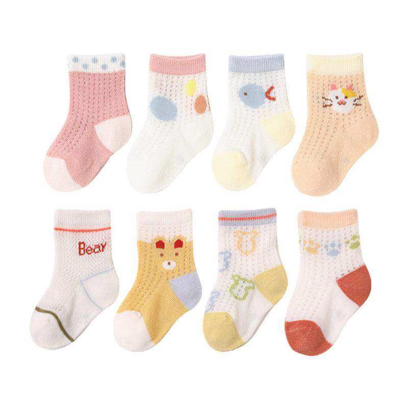 Baby Cartoon Graphic Breathable Mesh 1bag=4pairs Socks - Skoutley Outdoors LLC