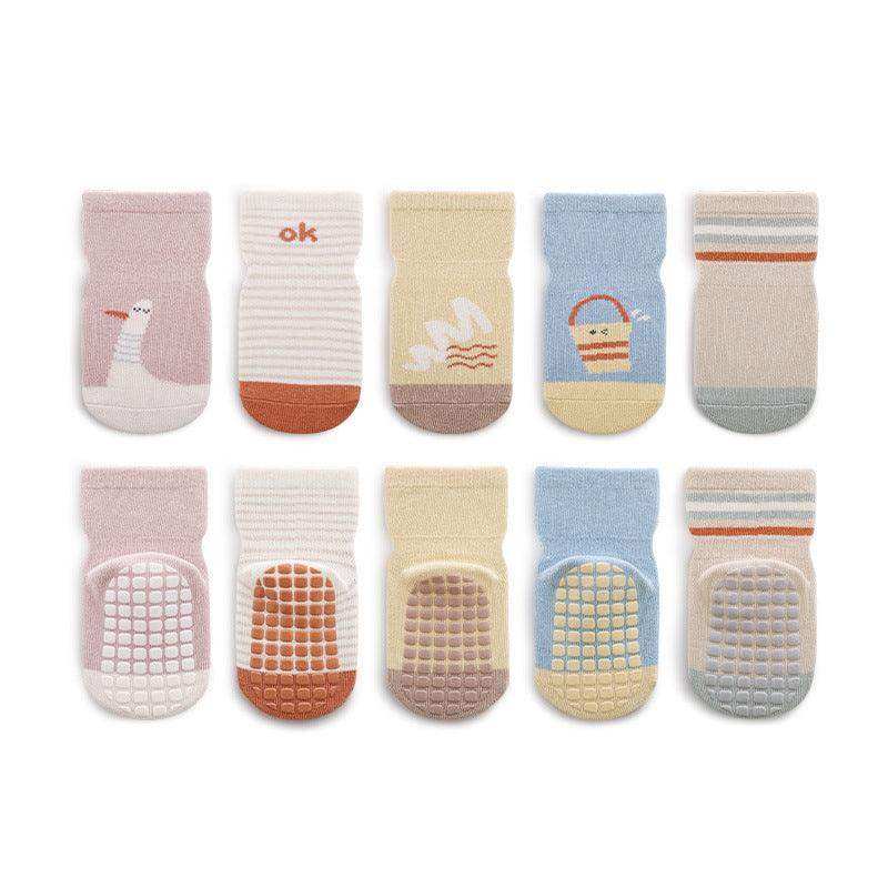 Baby Cartoon And Striped Pattern Non-Slip Design Socks - Skoutley Outdoors LLC