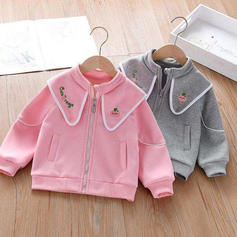 Baby Girl Embroidered Lapel Design Solid Color Quality Coat - Skoutley Outdoors LLC