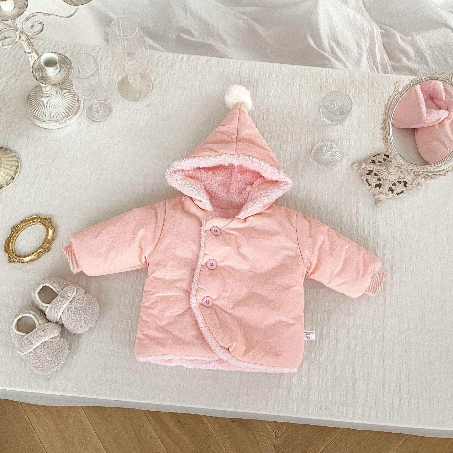 Winter New Arrival Baby Kids Unisex Solid Color Single Breasted Hooded Thick Fleece-inside Coat - Skoutley Outdoors LLC