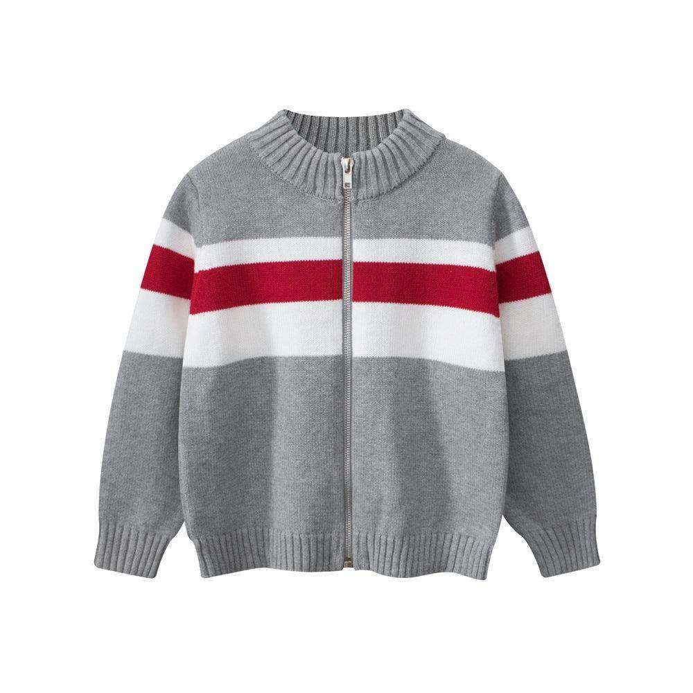 Spring European and American Style Boys’ Outerwear: Striped Long Sleeves Single Breasted Knitted Coat for Children - Skoutley Outdoors LLC