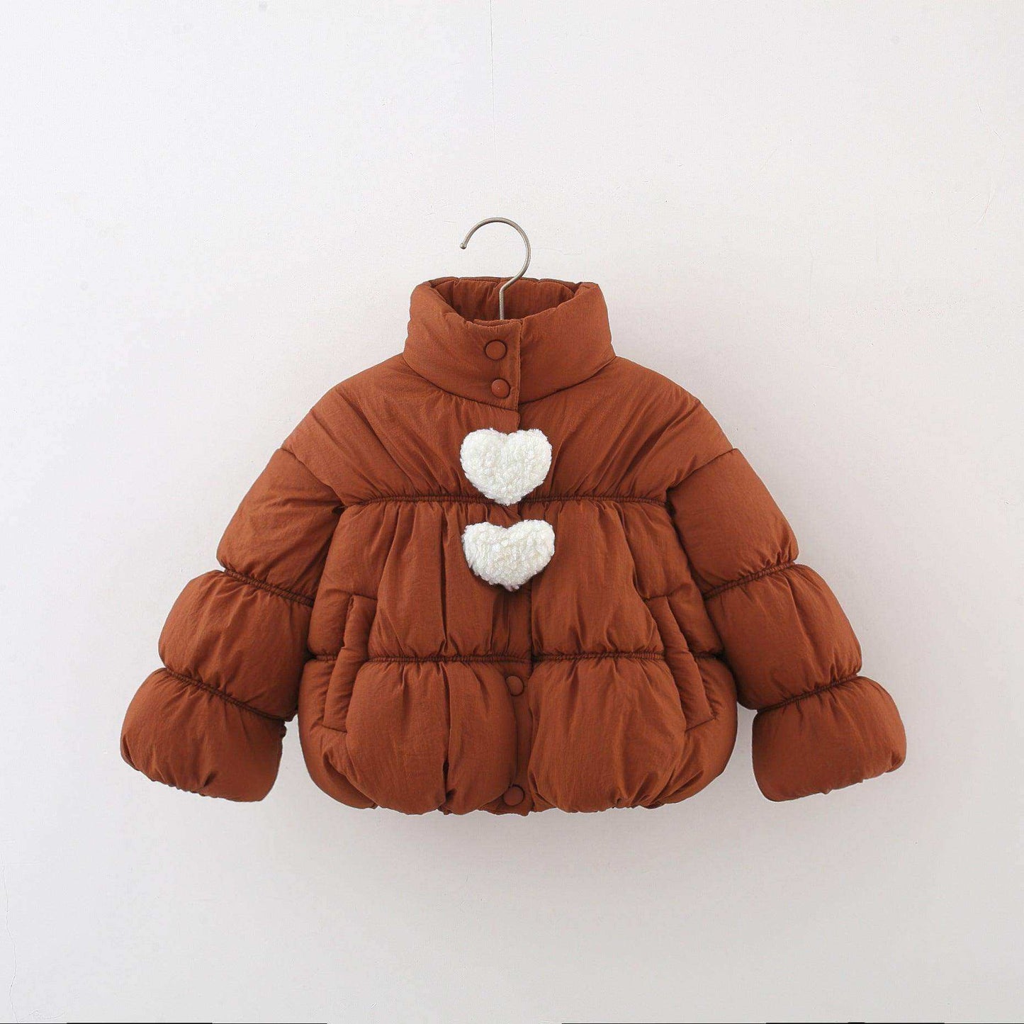 Arrival Baby Kids Girls Heart Pattern Single Breasted Thick Fleece-inside Coat - Skoutley Outdoors LLC