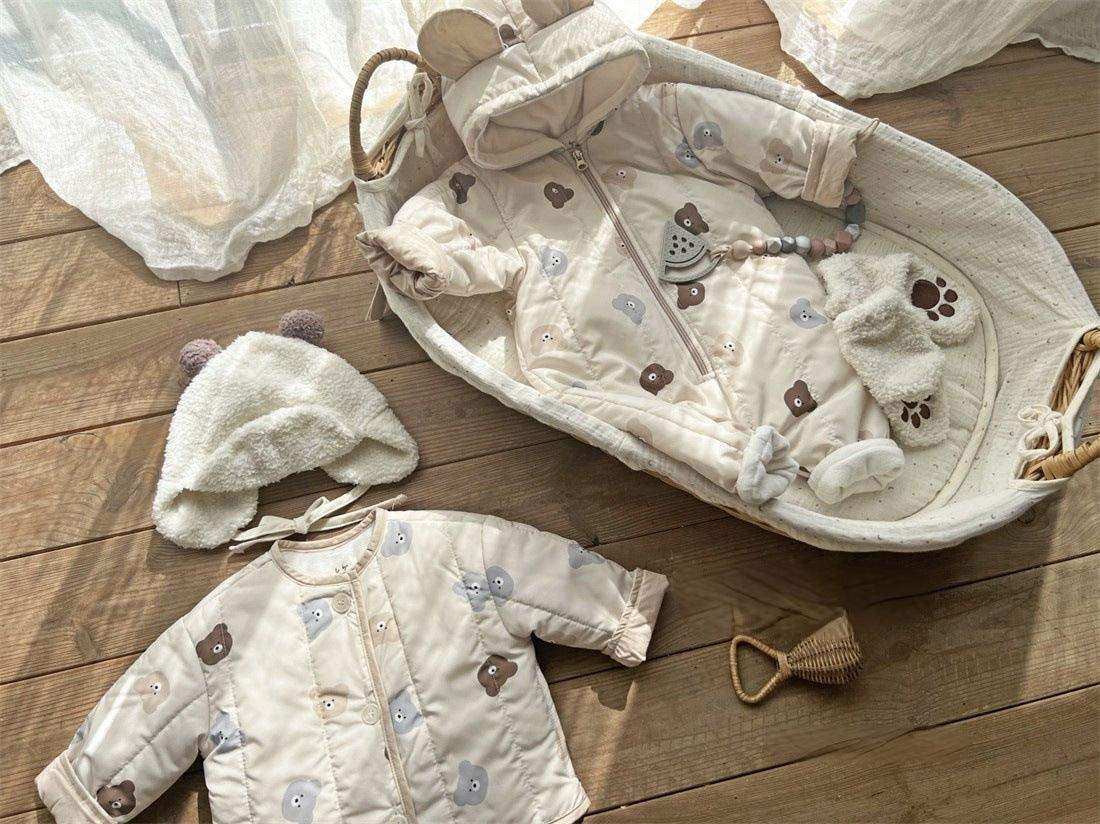 Baby Bear Print Pattern Quilted Warm Coat & Jumpsuit - Skoutley Outdoors LLC