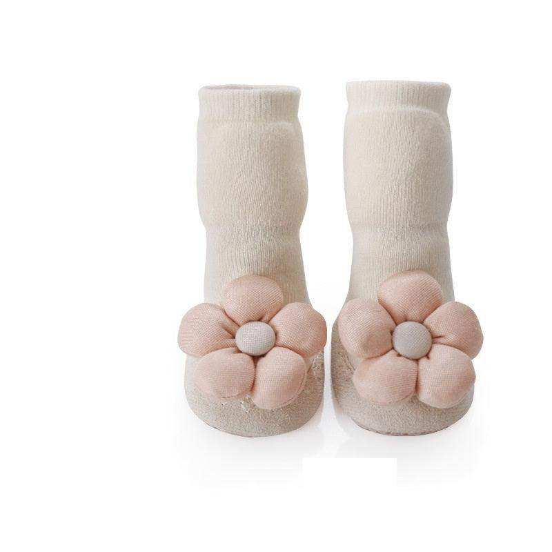 Baby Girl Big Flower Design Non-Slip Mid Tube Shoes - Skoutley Outdoors LLC