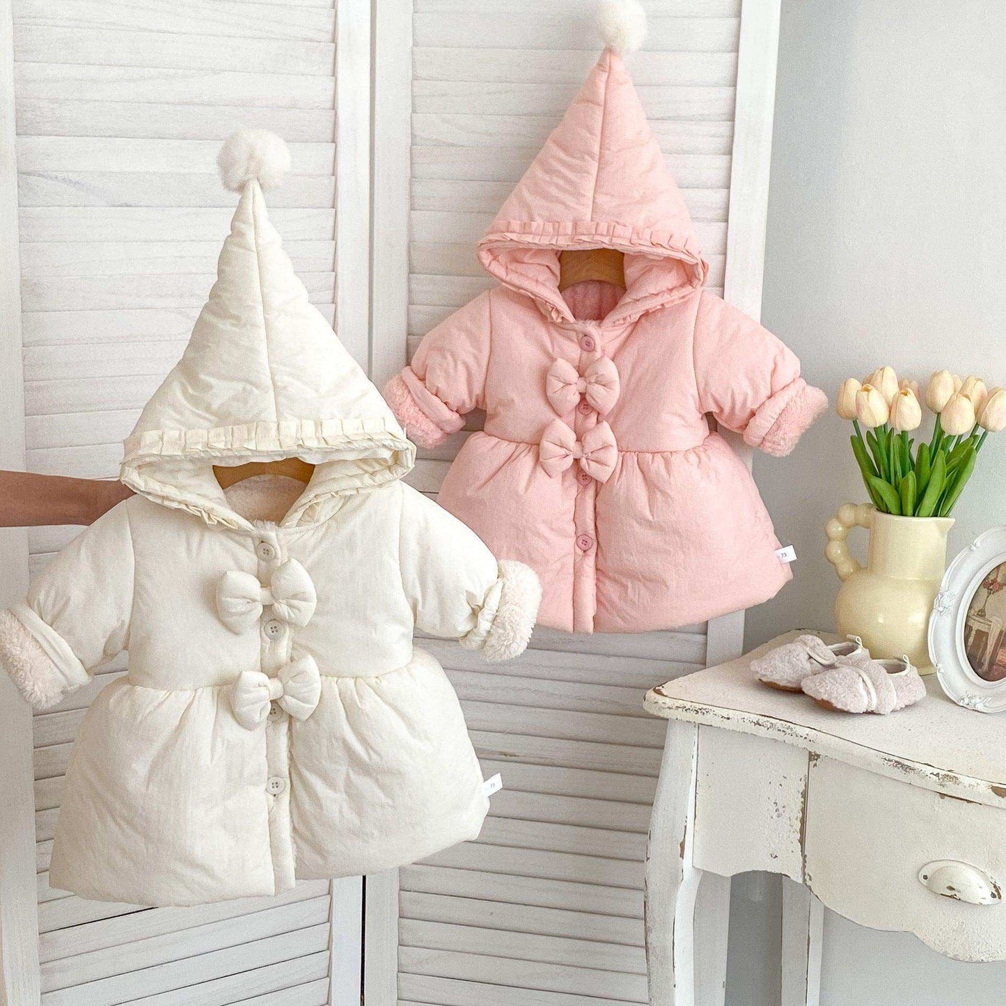 Arrival Baby Kids Girls Solid Color Single Breasted Hooded Thick Fleece-inside Coat - Skoutley Outdoors LLC