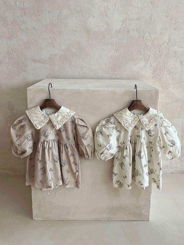 Baby Girls Turndown Collar Floral Soft Spring Vintage Dress - Skoutley Outdoors LLC