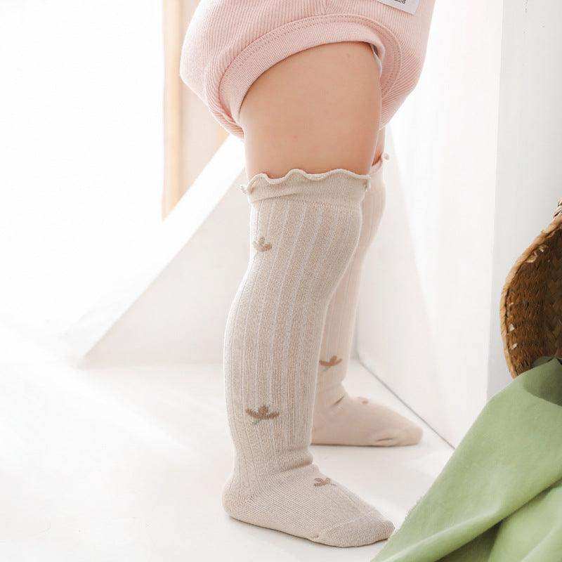 Baby Solid Color Wooden Ear Design Over Knee Socks In Autumn - Skoutley Outdoors LLC