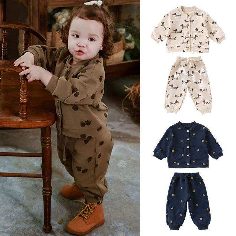 Autumn Baby Kids Unisex Long Sleeves Cartoon Print Coat and Long Trousers – Clothing Set - Skoutley Outdoors LLC