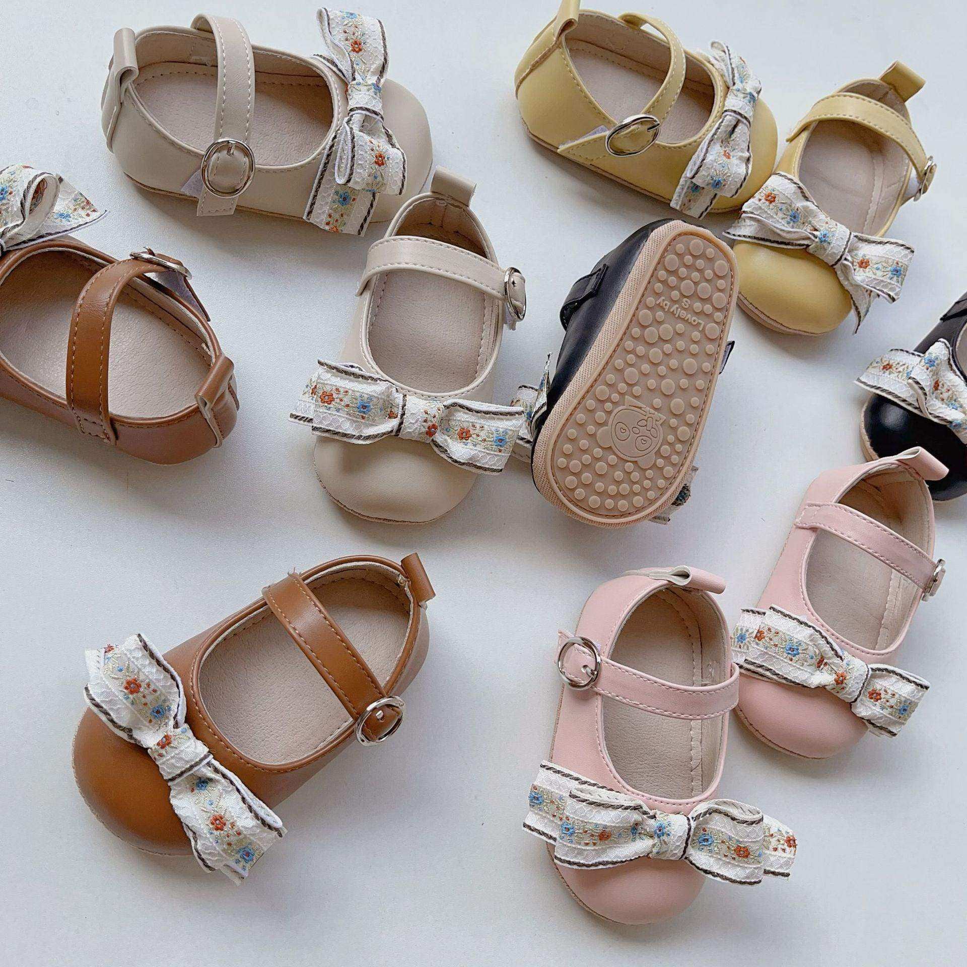 New Arrival Baby Girl Floral Embroidery Bow Toddler Soft-Sole Anti-Slip Walking Shoes - Skoutley Outdoors LLC