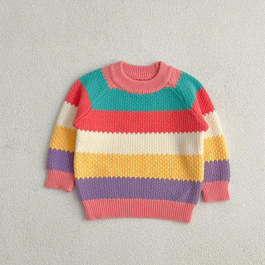 Baby Girl Rainbow Strips Knitting Pullover Sweater - Skoutley Outdoors LLC