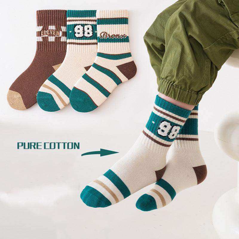 Kids Unisex Embroidery Pattern Comfortable Crew Socks Set - Skoutley Outdoors LLC