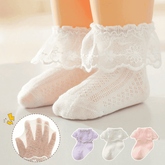 Baby Girl Solid Color Lace Mesh Design Princess Socks - Skoutley Outdoors LLC