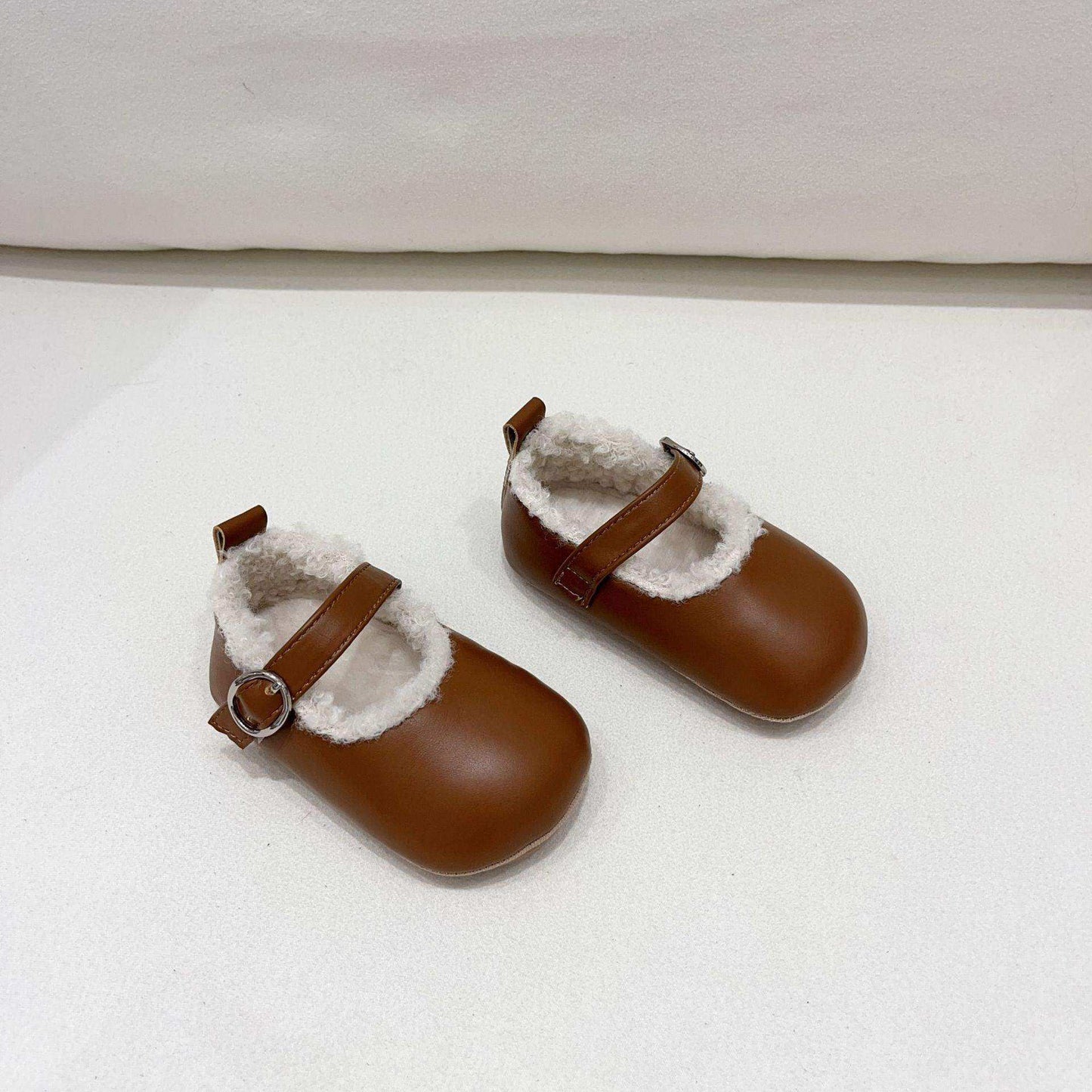 Ins Infant Baby Girl Solid Color Plush Warm Anti-Slip Shoes In Winter - Skoutley Outdoors LLC