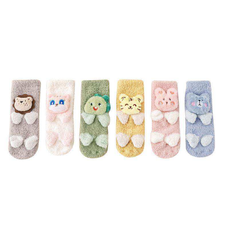 Baby Cartoon Animal Graphic Thermal Plush Design Long Tube Socks - Skoutley Outdoors LLC