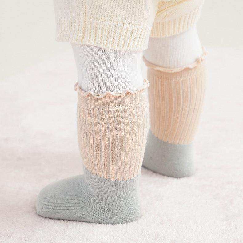 Baby Kids Unisex Patchwork Comfortable Mid-Calf Socks With Ribbed Cuffs Set - Skoutley Outdoors LLC