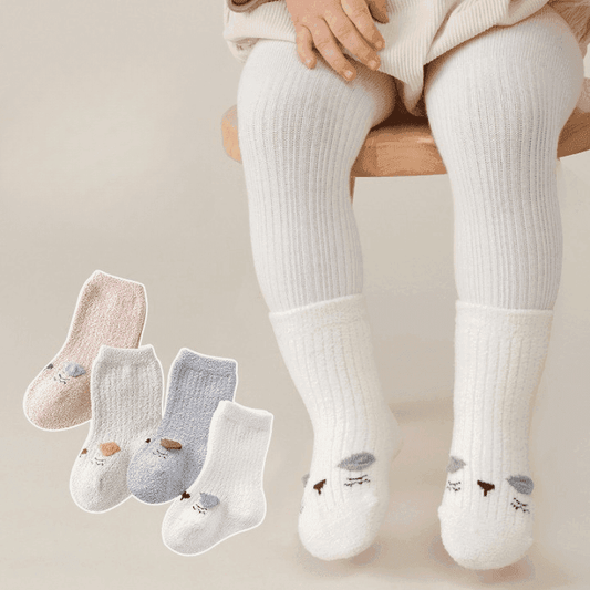 Baby Cartoon Pattern Coral Fleece Comfy Mid-Tube Socks - Skoutley Outdoors LLC