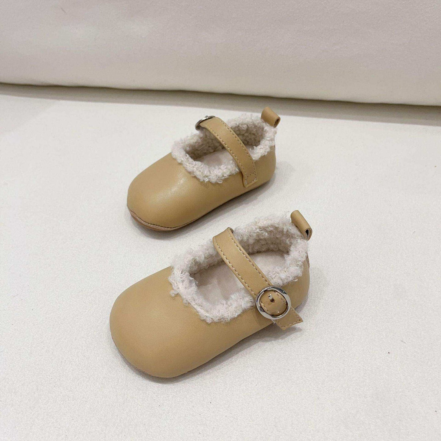 Ins Infant Baby Girl Solid Color Plush Warm Anti-Slip Shoes In Winter - Skoutley Outdoors LLC