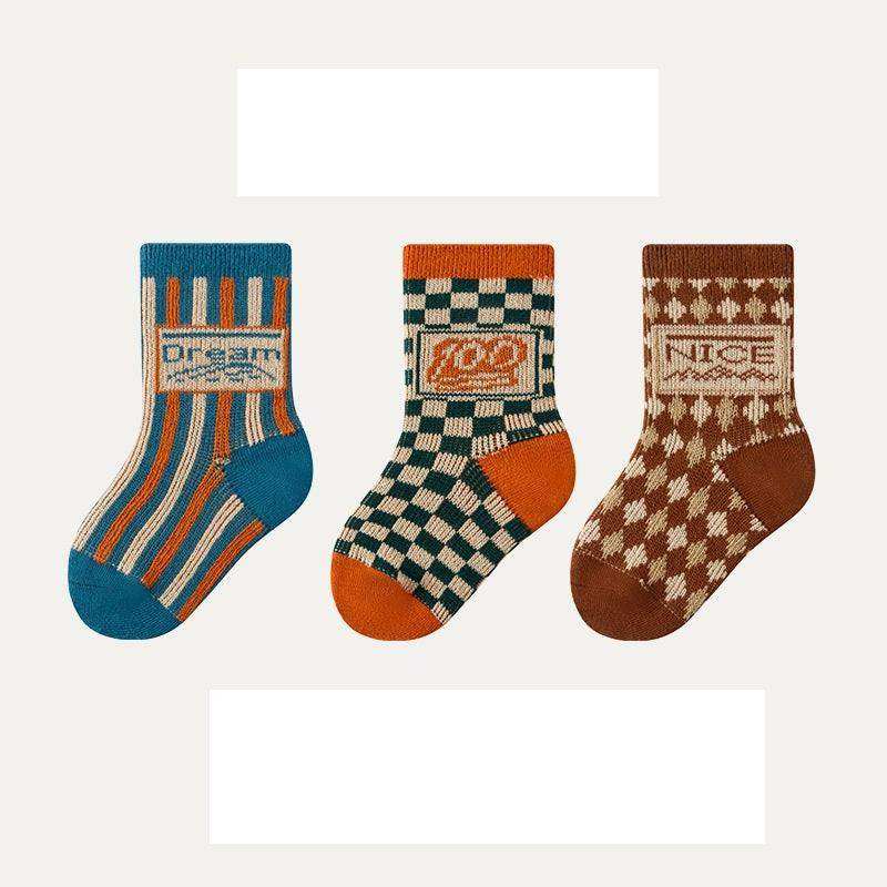 Kids Unisex Vintage Pattern Comfortable Crew Socks Set - Skoutley Outdoors LLC