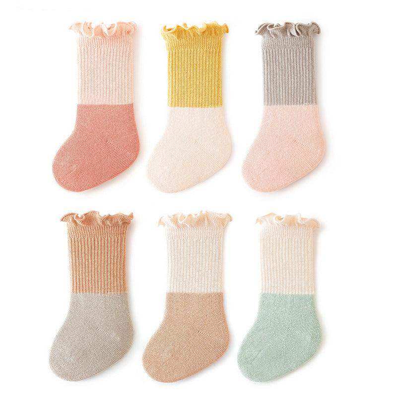 Baby Kids Unisex Color Patchwork Comfortable Ruffle Fringe Crew Socks - Skoutley Outdoors LLC