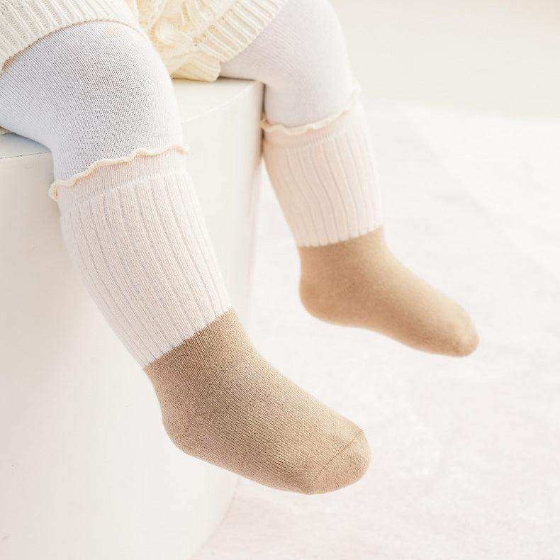 Baby Kids Unisex Patchwork Comfortable Mid-Calf Socks With Ribbed Cuffs Set - Skoutley Outdoors LLC