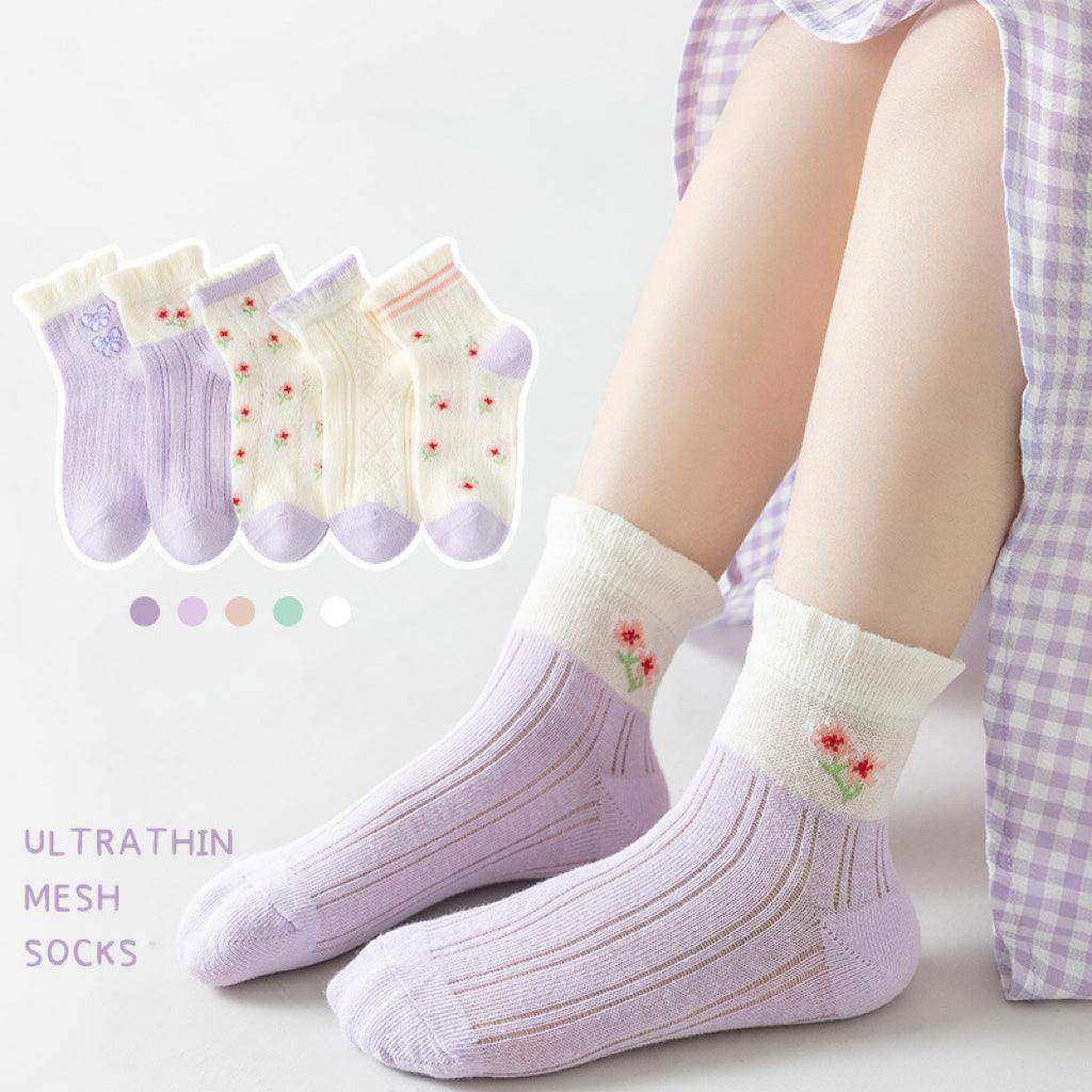 Baby Print Pattern Mesh Soft Cotton Socks 1Bag=5Pairs - Skoutley Outdoors LLC