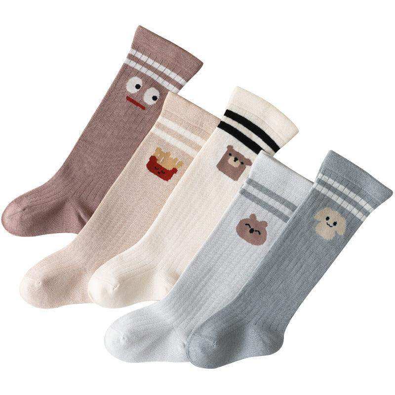 Baby Cartoon Graphic Mid Tube College Style Striped Socks - Skoutley Outdoors LLC