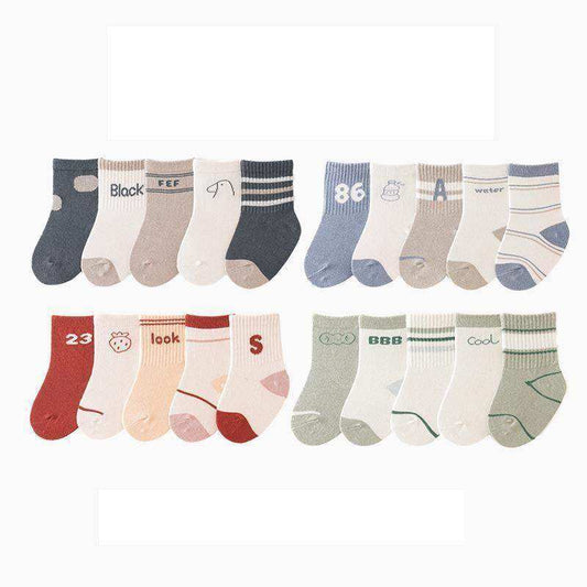 Baby Unisex Breathable Comfy Preppy Socks 5-Pair Set - Skoutley Outdoors LLC