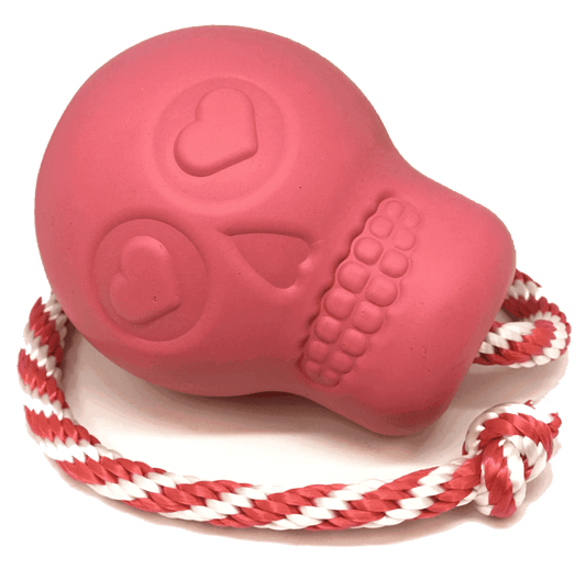 USA-K9 Skull Durable Rubber Chew Toy, Treat Dispenser, Reward Toy, Tug Toy, and Retrieving Toy - Pink - Skoutley Outdoors LLC