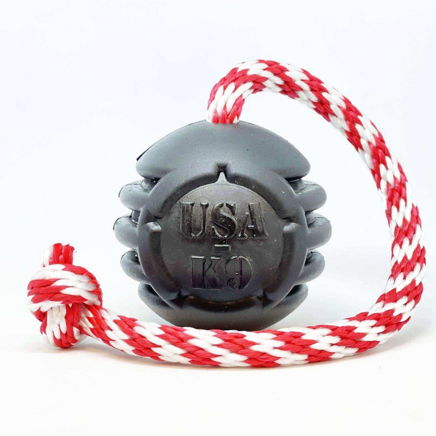 USA-K9 Magnum Black Stars and Stripes Ultra-Durable Rubber Chew Toy, Reward Toy, Tug Toy, and Retrieving Toy - Black - Skoutley Outdoors LLC