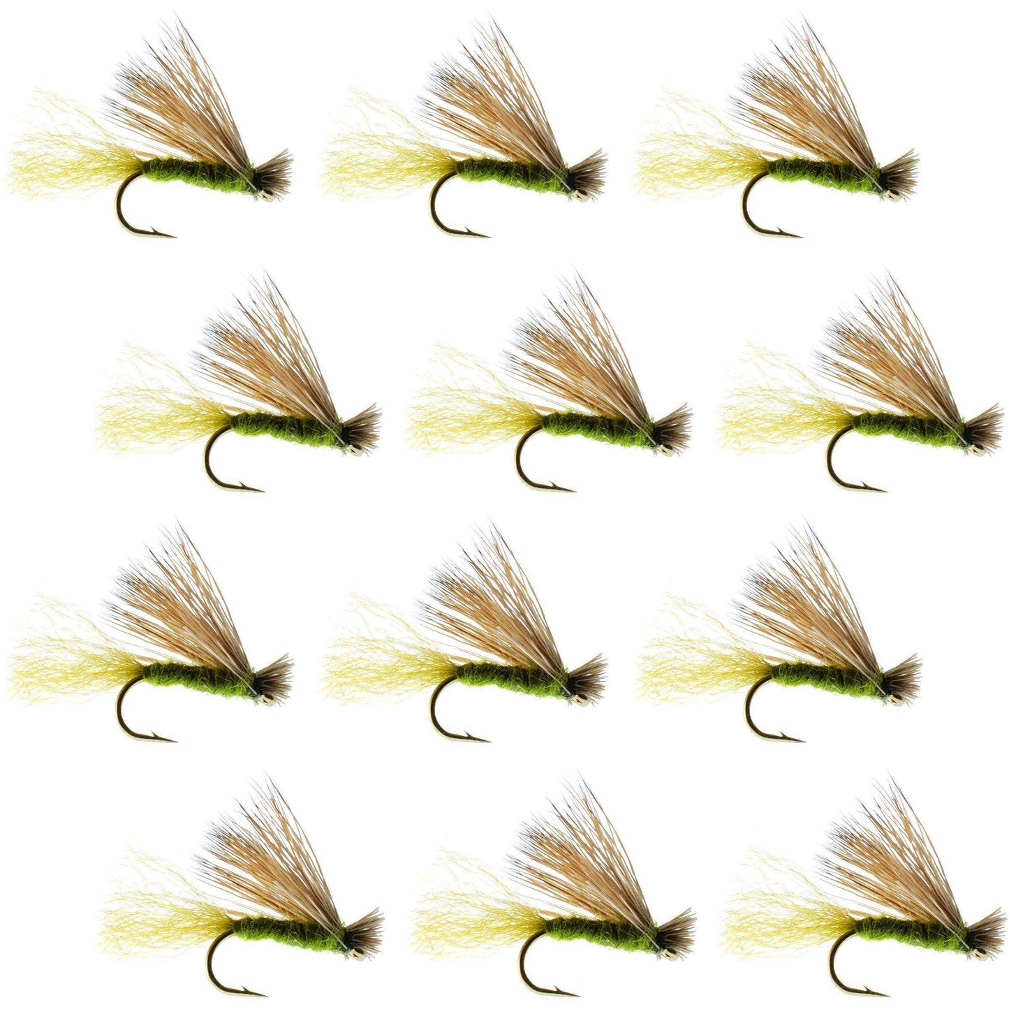 Olive X Caddis Emerging Caddis Adult Trout Dry Fly - 1 Dozen Flies Hook Size 18 - Skoutley Outdoors LLC