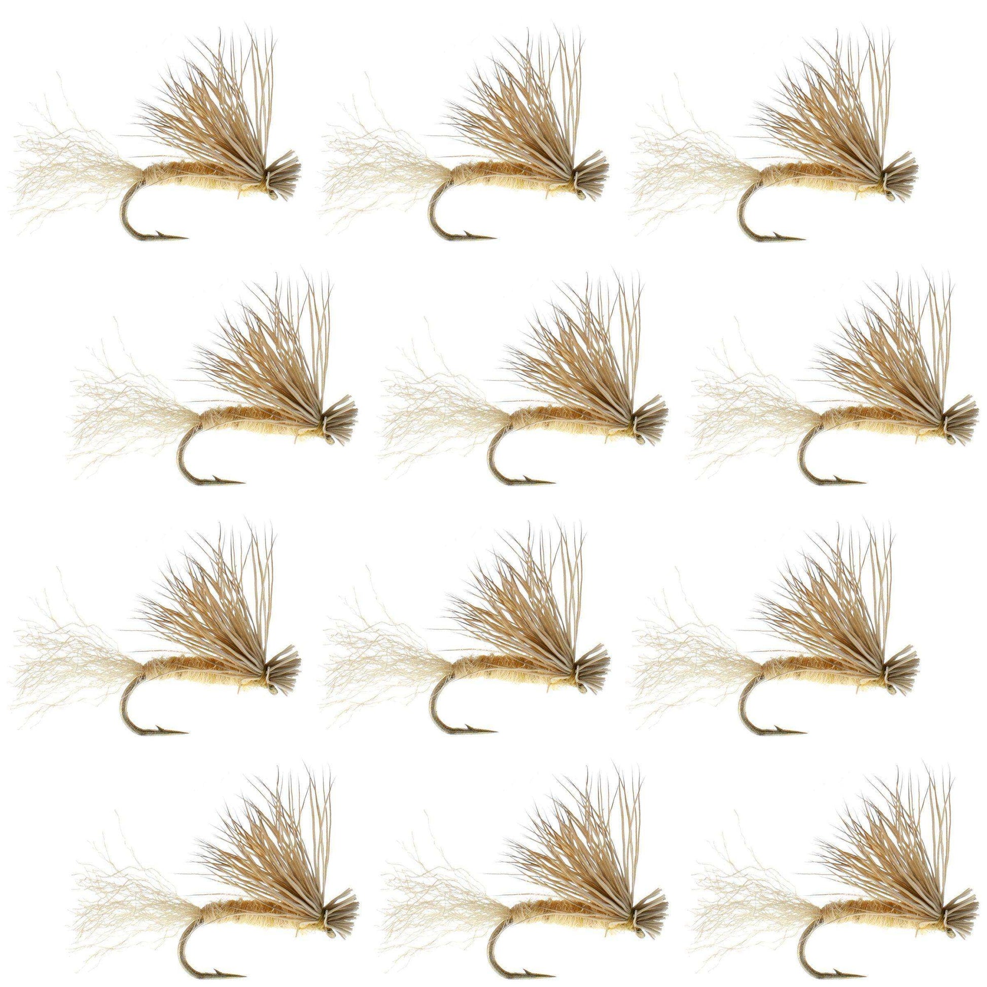 Tan X Caddis Emerging Caddis Adult Trout Dry Fly - 1 Dozen Flies Hook Size 14 - Skoutley Outdoors LLC