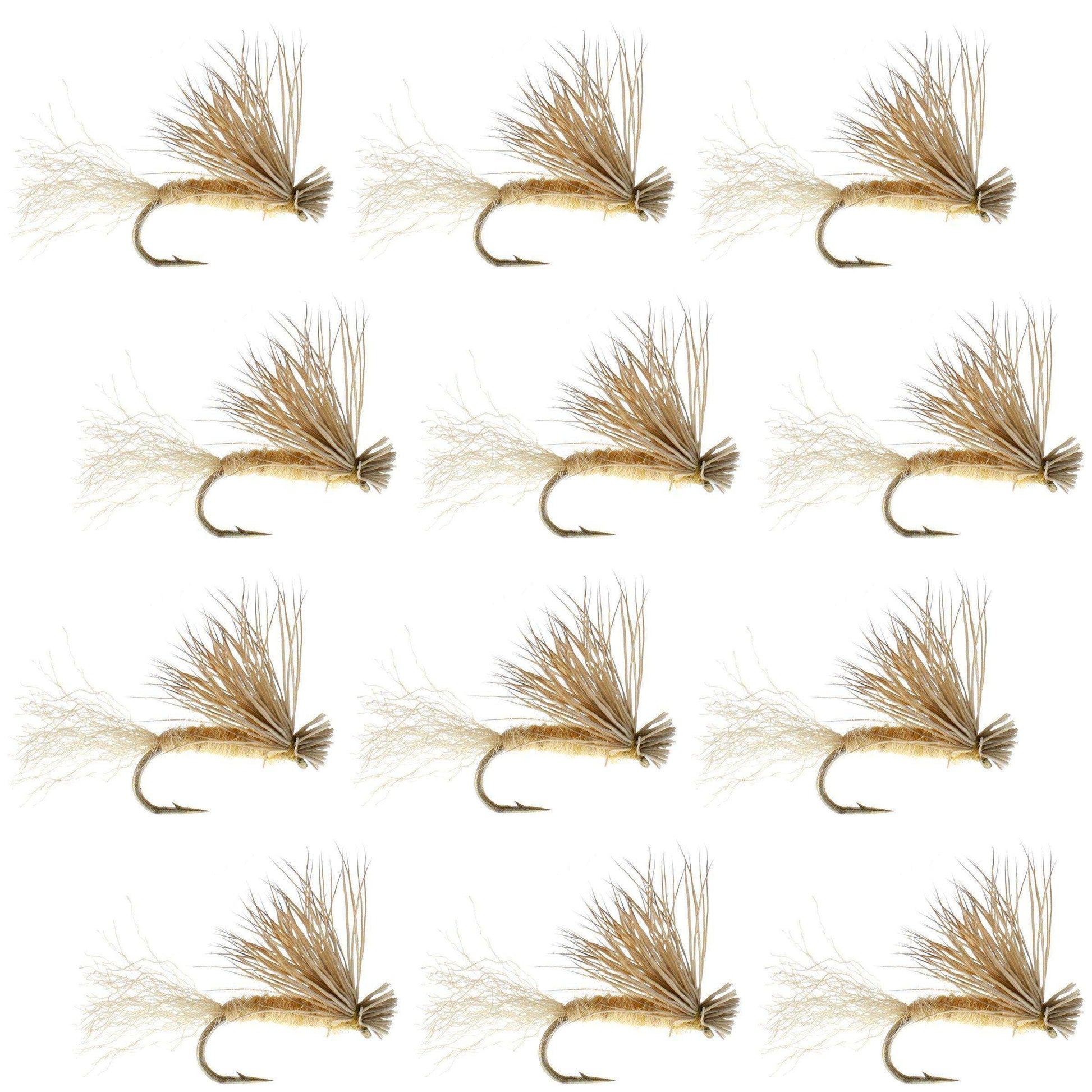 Tan X Caddis Emerging Caddis Adult Trout Dry Fly - 1 Dozen Flies Hook Size 18 - Skoutley Outdoors LLC