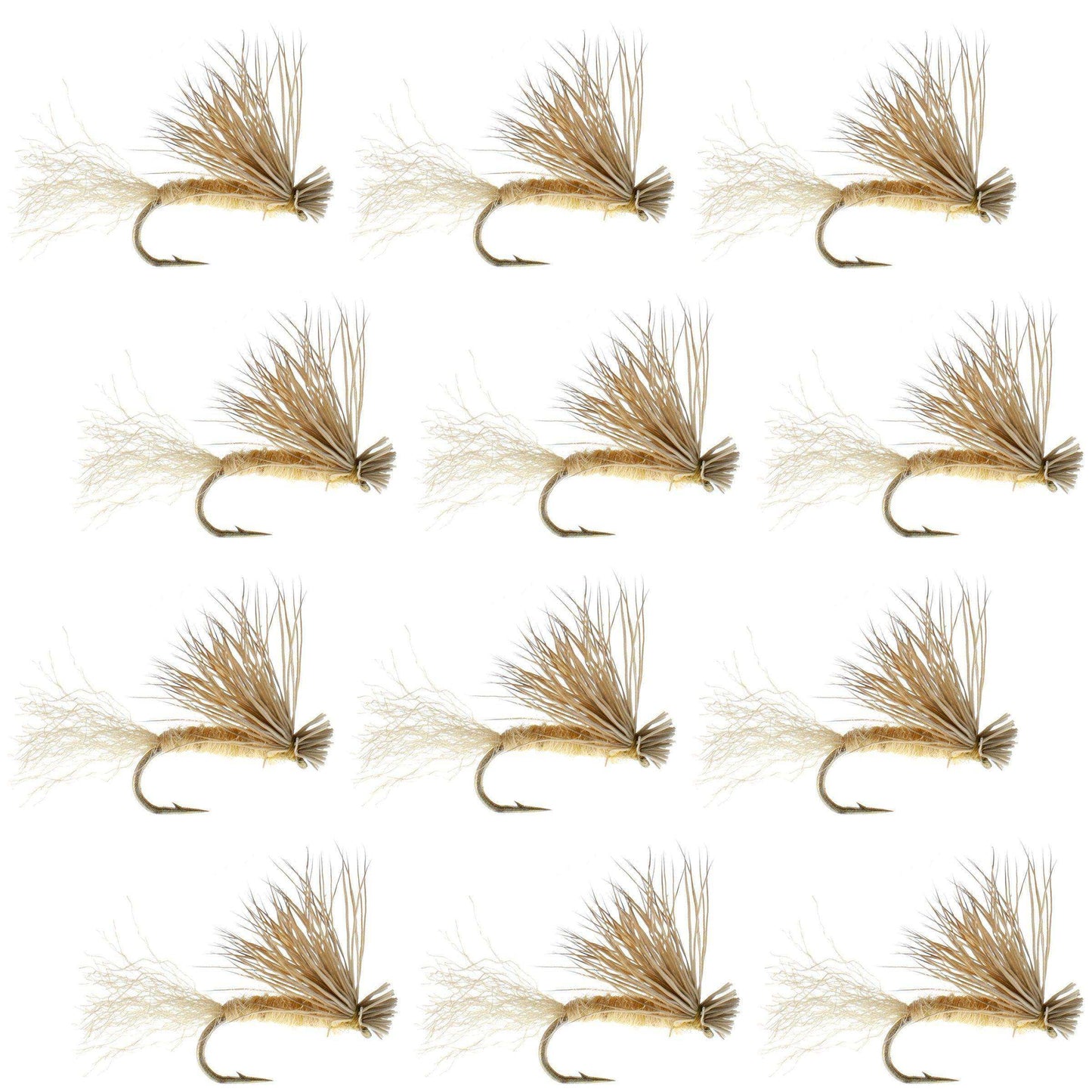 Tan X Caddis Emerging Caddis Adult Trout Dry Fly - 1 Dozen Flies Hook Size 16 - Skoutley Outdoors LLC